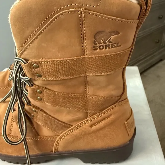 Sorel Women’s Boots Meadow Lace Camel Waterproof Leather Lace Up