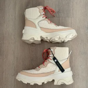Sorel Womens Brex Cozy Lace Up Waterproof Boots Size 10 Cream Tan Seam Sealed