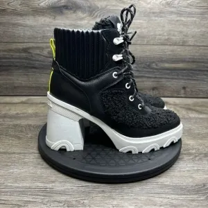 Sorel Women's Brex Heel Cozy Lace Boots - Black, Sea Salt - 9