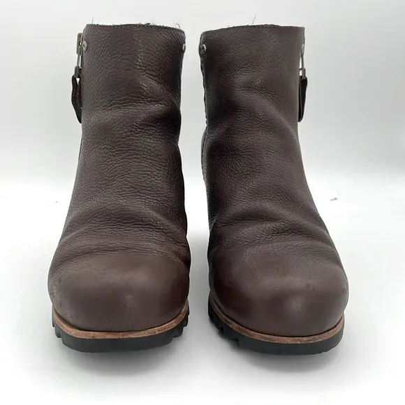 Sorel- women’s Danica Moto Heeled Ankle boots brown Tabacco waterproof shoes 9.5