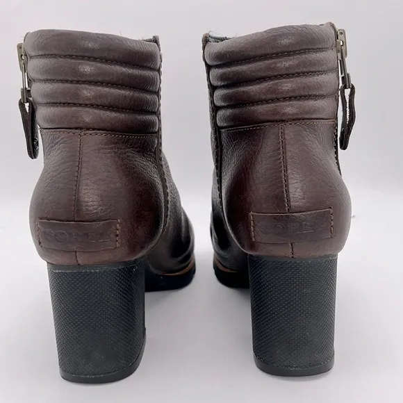 Sorel- women’s Danica Moto Heeled Ankle boots brown Tabacco waterproof shoes 9.5