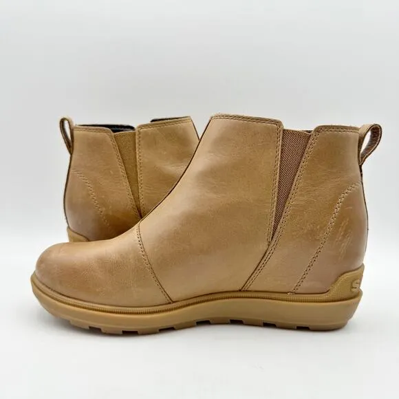 SOREL Womens Evie II Chelsea Booties US 10.5 EU 41.5 Tan Waterproof Leather NIB
