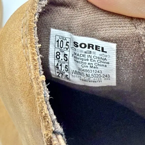 SOREL Womens Evie II Chelsea Booties US 10.5 EU 41.5 Tan Waterproof Leather NIB