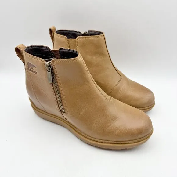 SOREL Womens Evie II Chelsea Booties US 10.5 EU 41.5 Tan Waterproof Leather NIB