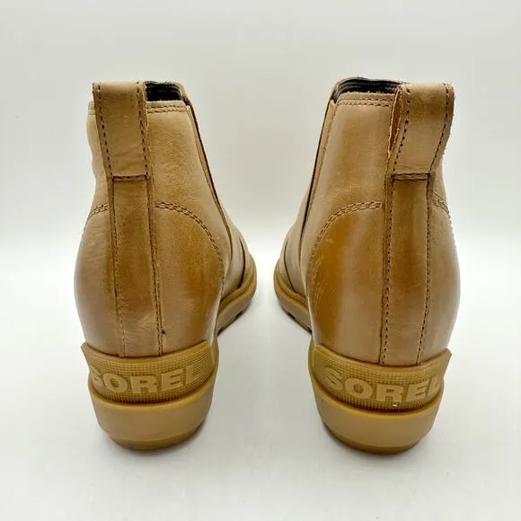 SOREL Womens Evie II Chelsea Booties US 10.5 EU 41.5 Tan Waterproof Leather NIB