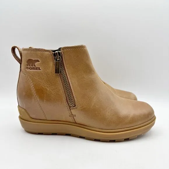 SOREL Womens Evie II Chelsea Booties US 10.5 EU 41.5 Tan Waterproof Leather NIB