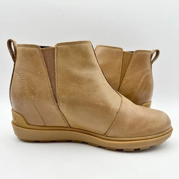 SOREL Womens Evie II Chelsea Booties US 10.5 EU 41.5 Tan Waterproof Leather NIB