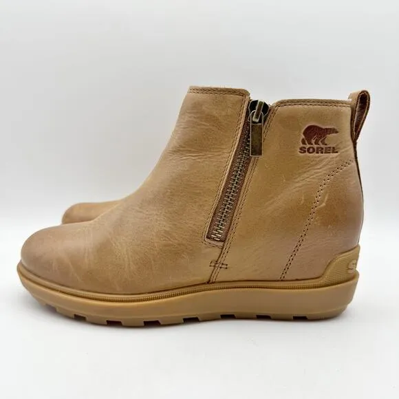 SOREL Womens Evie II Chelsea Booties US 10.5 EU 41.5 Tan Waterproof Leather NIB