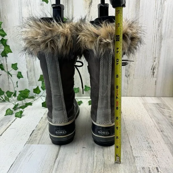 Sorel Women's Joan of Arctic Tall Faux Fur Winter Boots Gray - Size 6