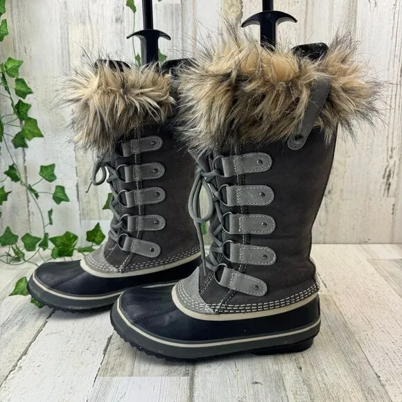 Sorel Women's Joan of Arctic Tall Faux Fur Winter Boots Gray - Size 6