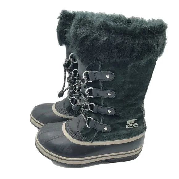 Sorel Womens Joan of Arctic Winter Boots Faux Fur Lace Up Black Size 4