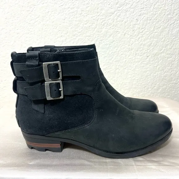 SOREL WOMEN'S LOLLA NL3080 WATER PROOF ANKLE BOOTS BLACK SIZE 10