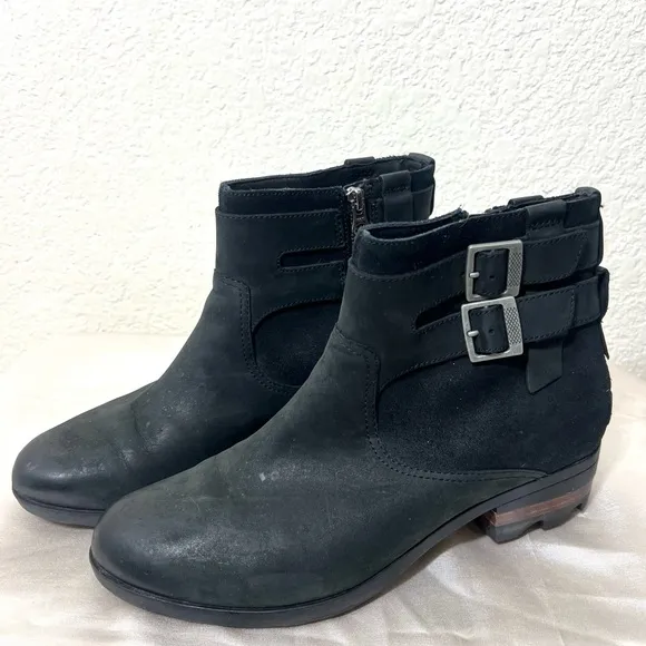 SOREL WOMEN'S LOLLA NL3080 WATER PROOF ANKLE BOOTS BLACK SIZE 10