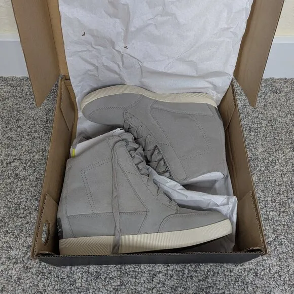 Sorel* Women's Out N About Lace-Up Waterproof Material Gray Wedge Boot~ US 10