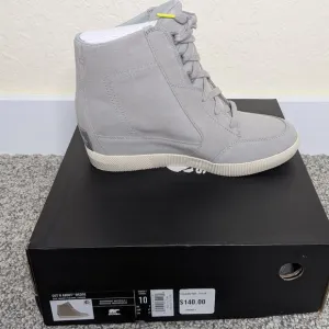 Sorel* Women's Out N About Lace-Up Waterproof Material Gray Wedge Boot~ US 10