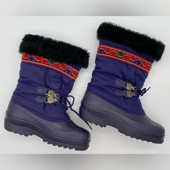 Sorel Women’s Purple Lace Up Nordic Snow Boho Winter Boots with Faux Fur Trims 5