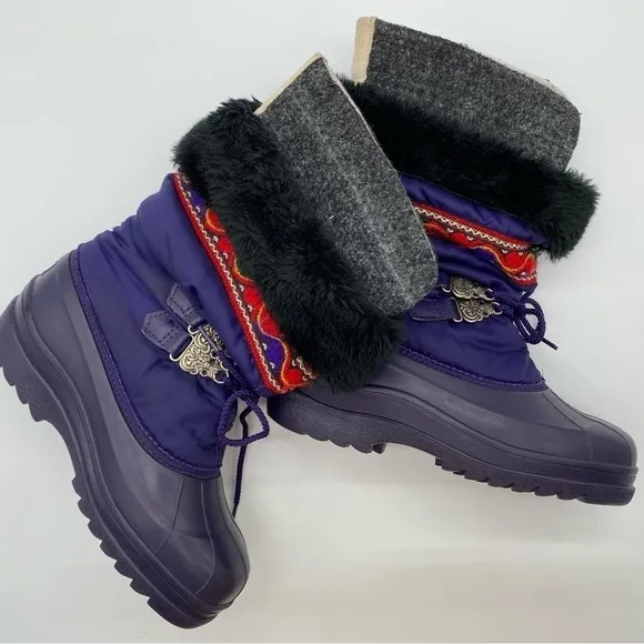 Sorel Women’s Purple Lace Up Nordic Snow Boho Winter Boots with Faux Fur Trims 5