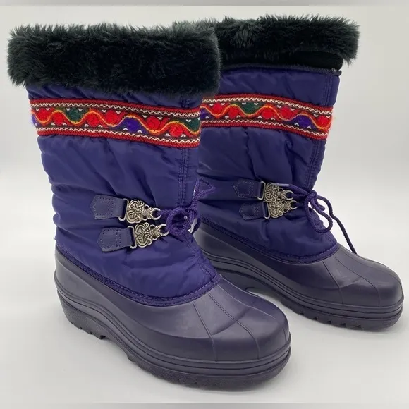 Sorel Women’s Purple Lace Up Nordic Snow Boho Winter Boots with Faux Fur Trims 5
