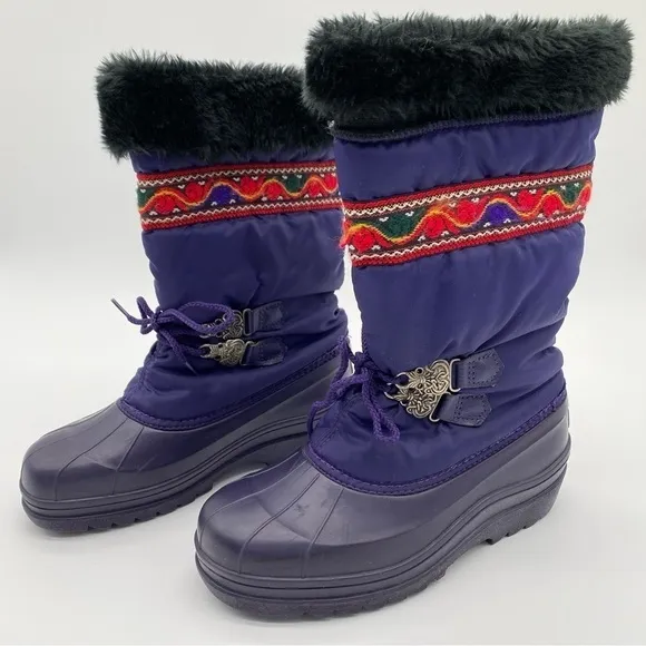 Sorel Women’s Purple Lace Up Nordic Snow Boho Winter Boots with Faux Fur Trims 5