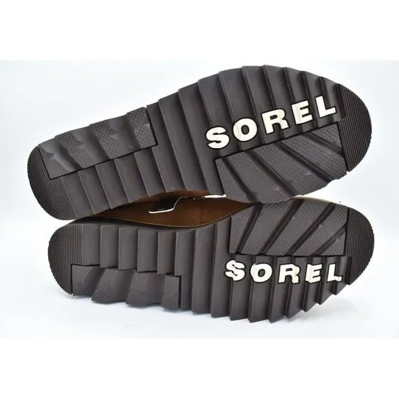 Sorel Womens Sz 8.5 Harlow Lace Cozy Velvet Tan Blackened Brown Waterproof Boots