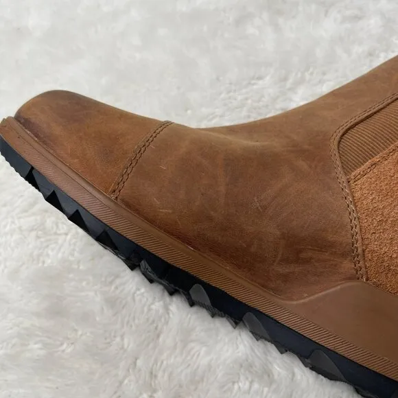 Sorel Women's Tan Brown Evie Leather Suede Ankle Bootie Slip On Shoes Size 9.5