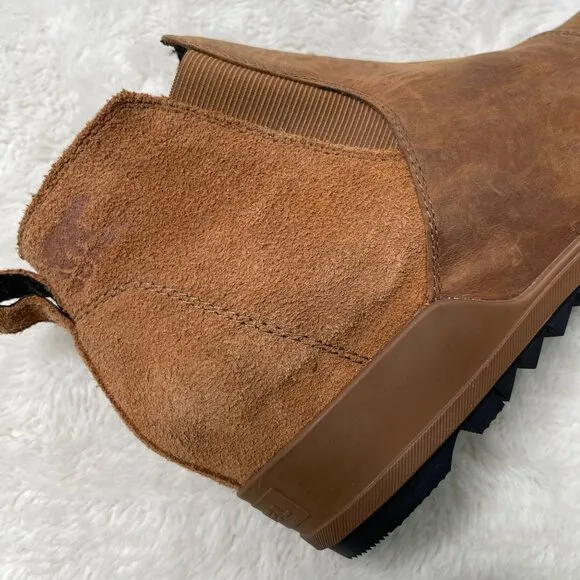 Sorel Women's Tan Brown Evie Leather Suede Ankle Bootie Slip On Shoes Size 9.5