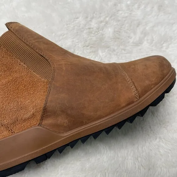 Sorel Women's Tan Brown Evie Leather Suede Ankle Bootie Slip On Shoes Size 9.5
