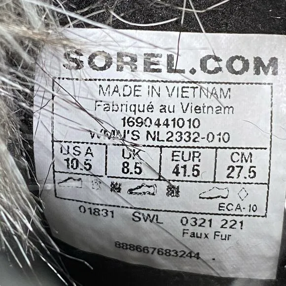 Sorel Women’s Tofino II Black Winter Boots Size US 10.5