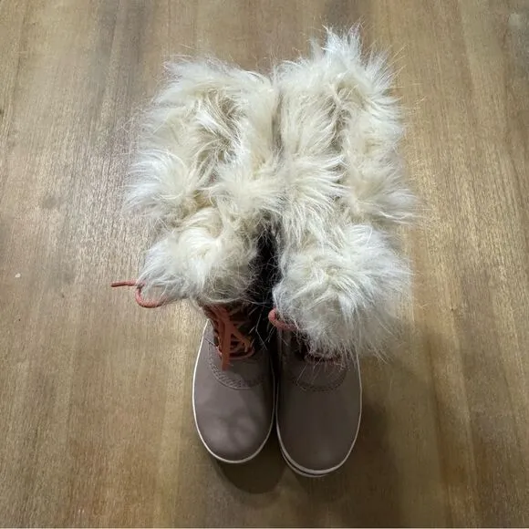 SOREL Women’s TOFINO 11 Faux Fur Omega Taupe Waterproof Tall Snow Boots Size 6