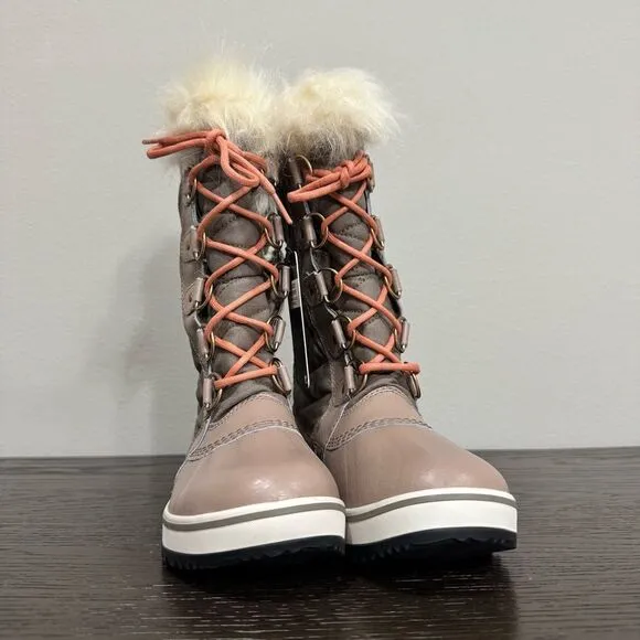 SOREL Women’s TOFINO 11 Faux Fur Omega Taupe Waterproof Tall Snow Boots Size 6