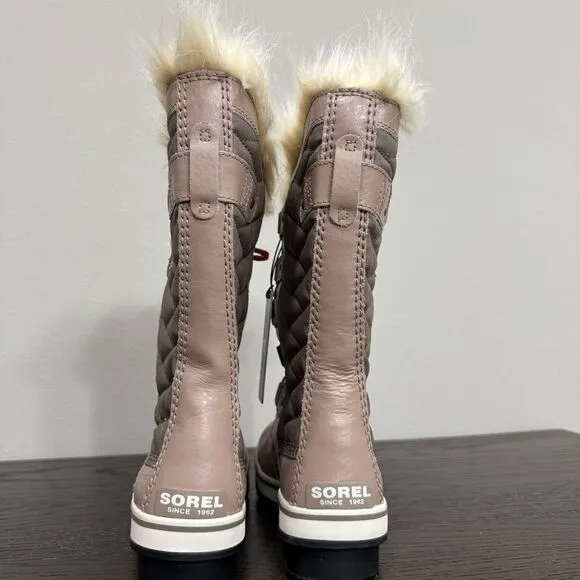 SOREL Women’s TOFINO 11 Faux Fur Omega Taupe Waterproof Tall Snow Boots Size 6