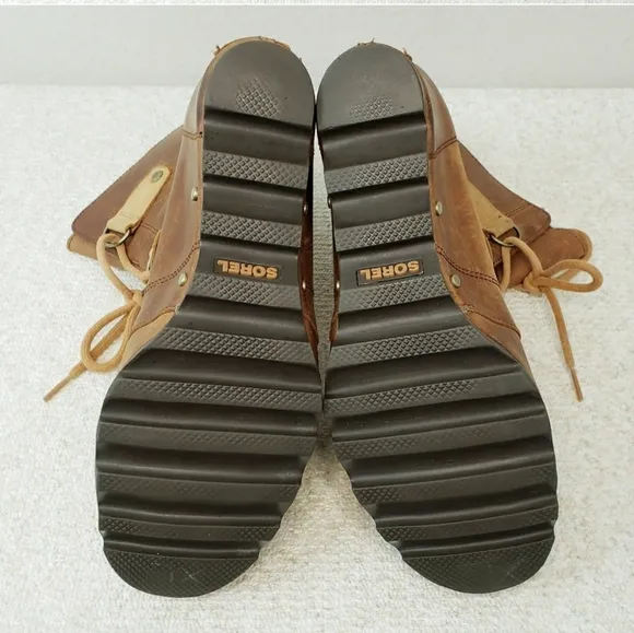 SOREL x Anthropologie Joan of Arctic Lexie Lace up brown Leather Boots 8