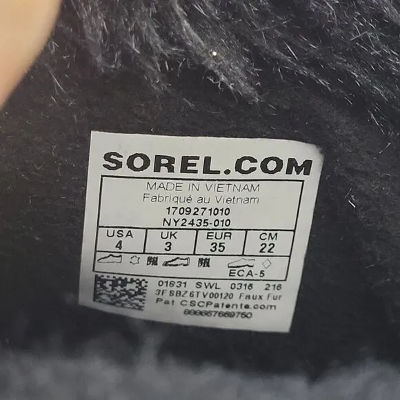 Sorel Youth Boy's Suede Winter Boots Size 4  Faux Fur Lined Check Pattern  JPT
