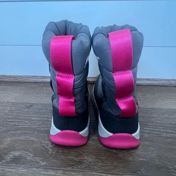 SOREL Youth Whitney II Puffy Mid Boots Gray &amp; Pink Size 7 Girls Waterproof