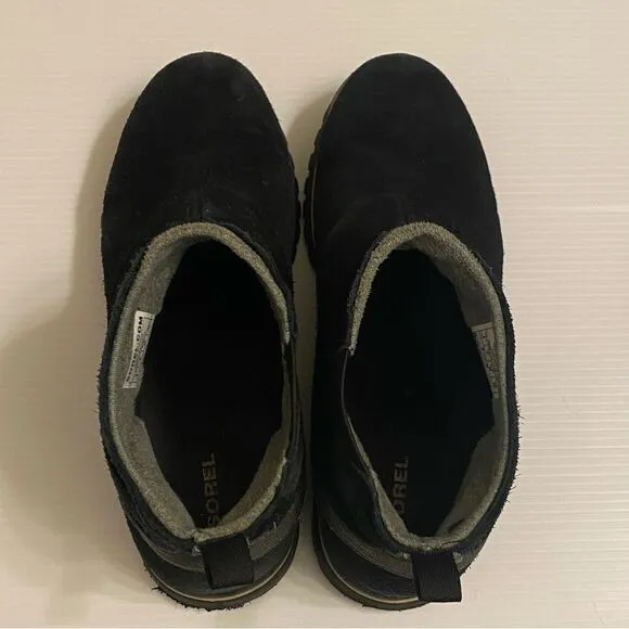 Sorel black suede leather Cozy Short ankle booties flat snow pull on round toe 9
