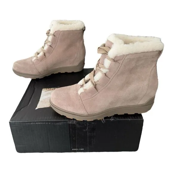 Sorel Evie II Cozy Ankle Boots Omega Taupe Wet Sand Waterproof Boots Size 10