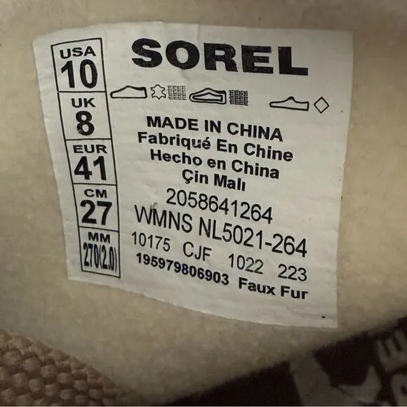 Sorel Evie II Cozy Ankle Boots Omega Taupe Wet Sand Waterproof Boots Size 10