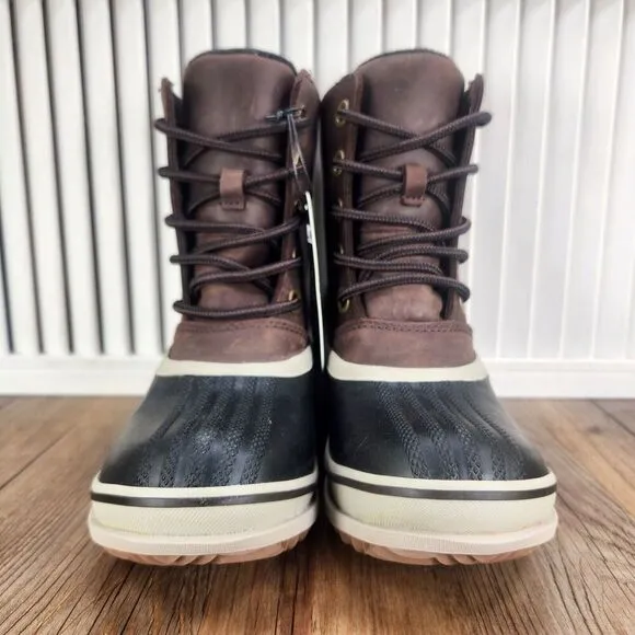 Sorel Slimpack III Lace Womens Size 6 Blackened Brown Waterproof Leather Boots