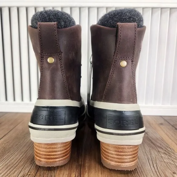 Sorel Slimpack III Lace Womens Size 6 Blackened Brown Waterproof Leather Boots