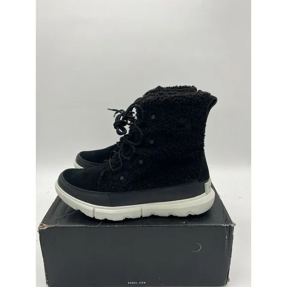 Sorel Women's Explorer II Joan Cozy Boots Size 9 - Black/White New In Box