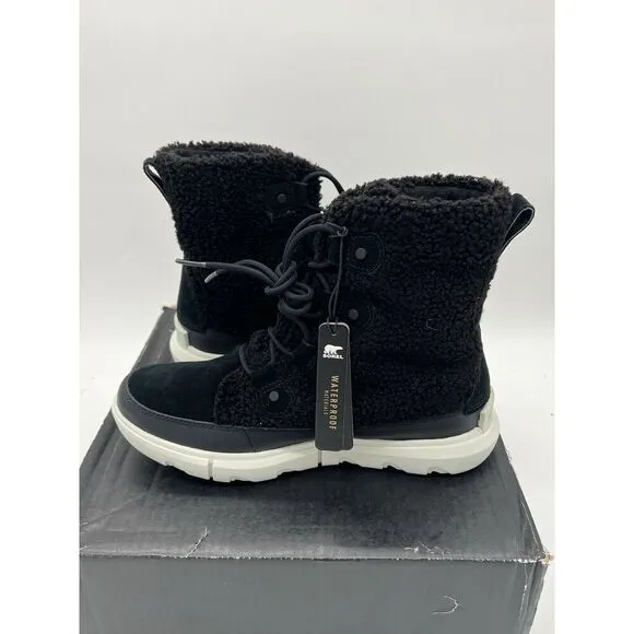 Sorel Women's Explorer II Joan Cozy Boots Size 9 - Black/White New In Box