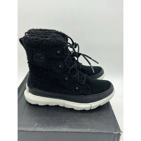 Sorel Women's Explorer II Joan Cozy Boots Size 9 - Black/White New In Box