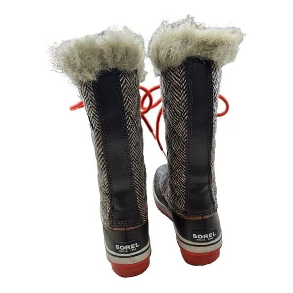 Sorel Women's Tofino Tall Herringbone Faux Fur Winter Boots Multi-Color Size 6