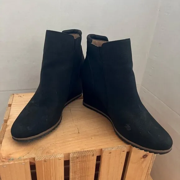 Soul Naturalizer Size 8.5 W Black Haley Fabric Wedge Heel Ankle Bootie Boots
