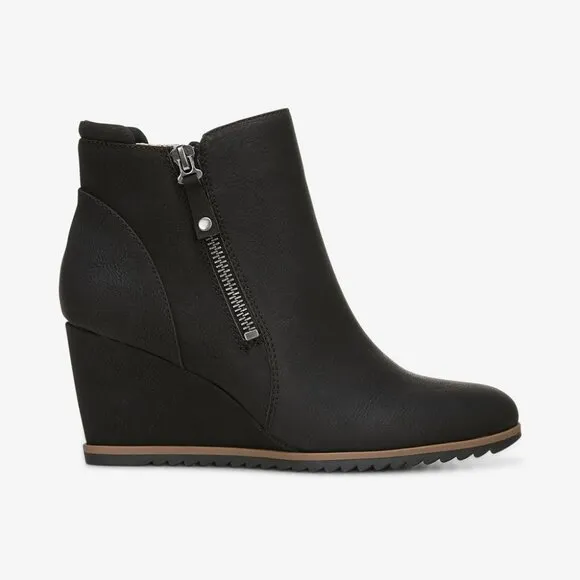 Soul Naturalizer Size 8.5 W Black Haley Fabric Wedge Heel Ankle Bootie Boots