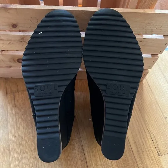 Soul Naturalizer Size 8.5 W Black Haley Fabric Wedge Heel Ankle Bootie Boots