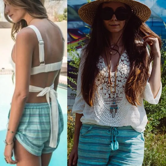 Spell designs island boho short turquoise stripe L