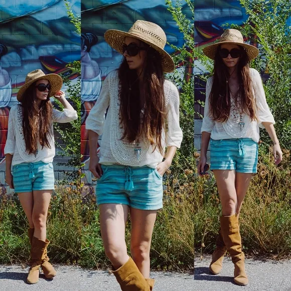Spell designs island boho short turquoise stripe L