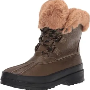 Sperry Maritime Green Faux Fur Rain Ankle Boots