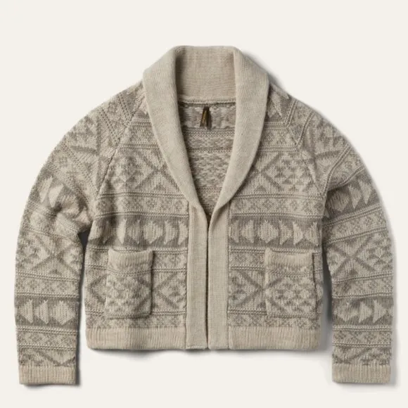 STETSON Cropped Shawl Collar Cardigan Wool Blend Size Medium